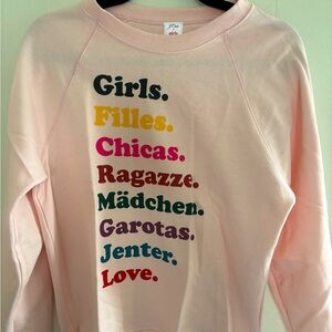J Crew x Girls Inc pink GIRLS cotton sweatshirt like new, small